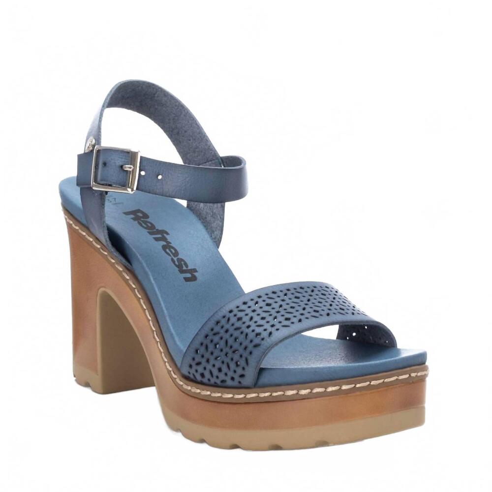 NEW XTI women's casual heeled platform sandals in jeans